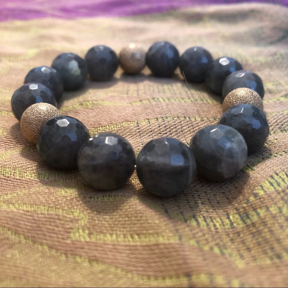 Labradorite Crystal Gemstone Beaded Bracelet